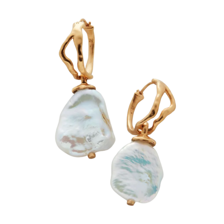 Amy Powney Keshi Pearl Large Hoop Earrings