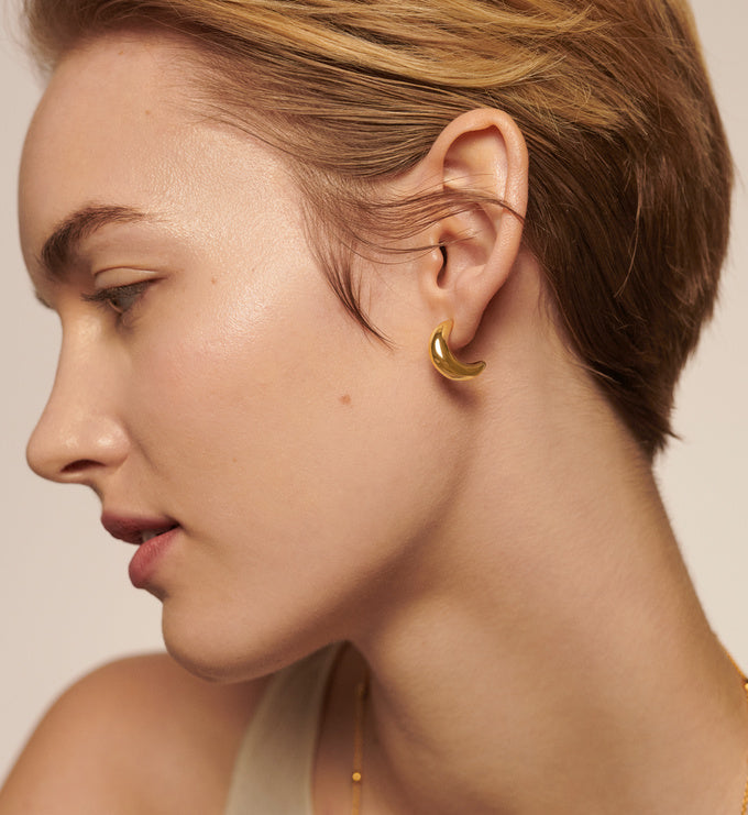 Crescent Moon Medium Hoop Earrings