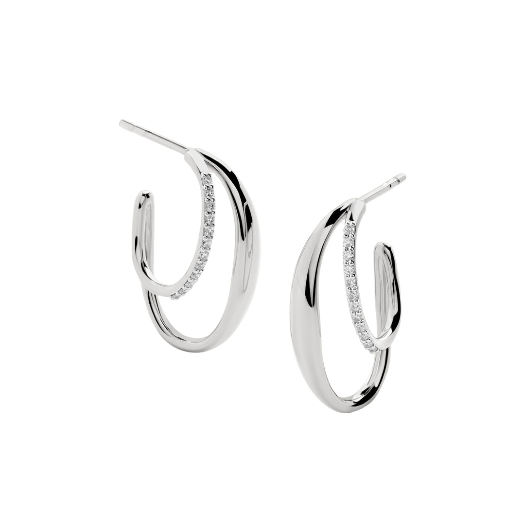 Nura Wrap Diamond Medium Hoop Earrings