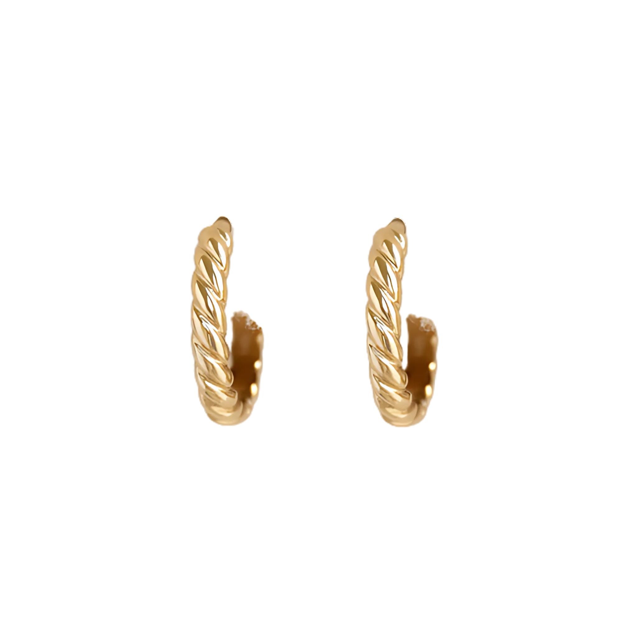 Twist Huggie Earrings 14k Gold - Clemence