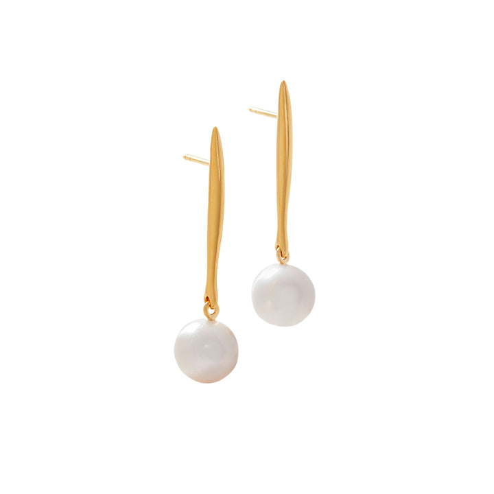 Nura Round Pearl Drop Earrings