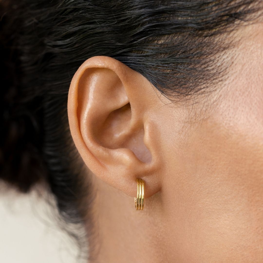 Triple Gold Hoop Earrings - Olina
