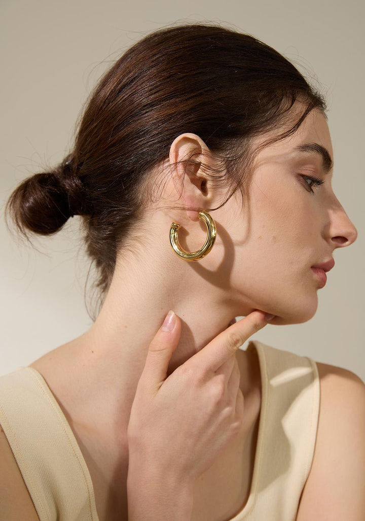 Bottega Dupes Chunky Teardrop Earrings in 14k Gold Plated yellow