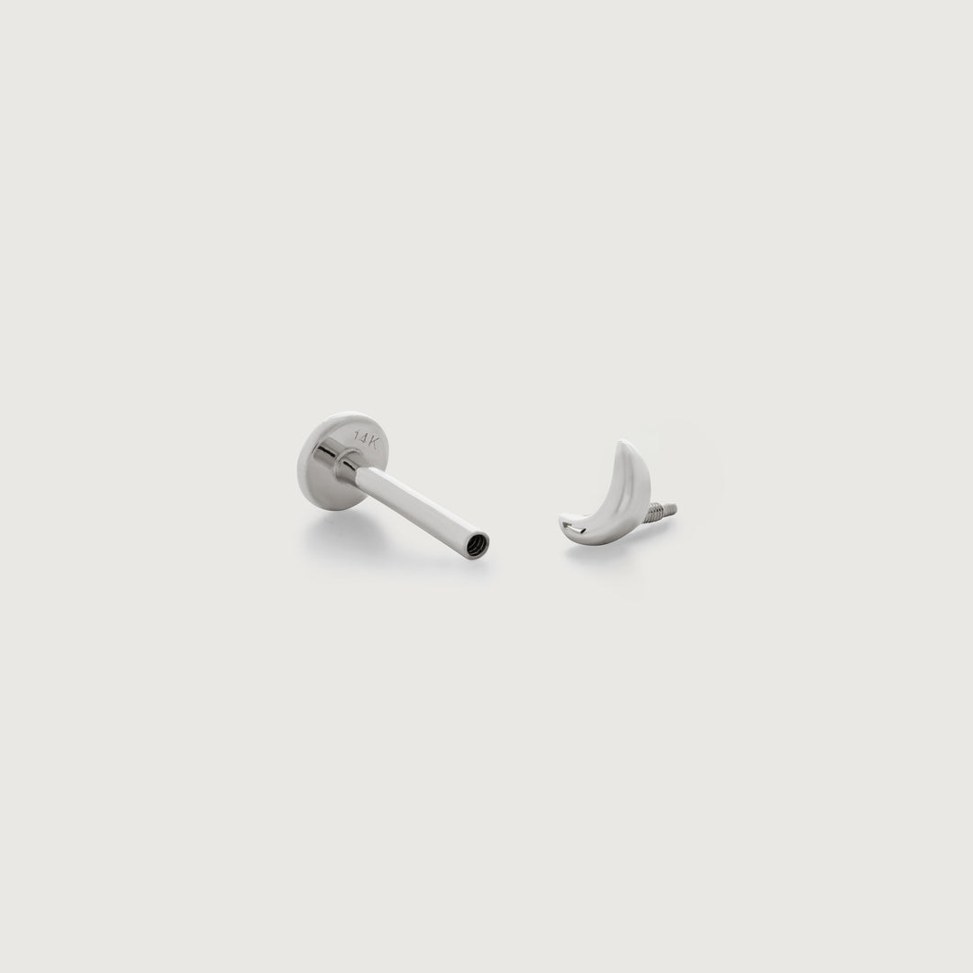 Crescent Moon Flat Back Piercing Stud