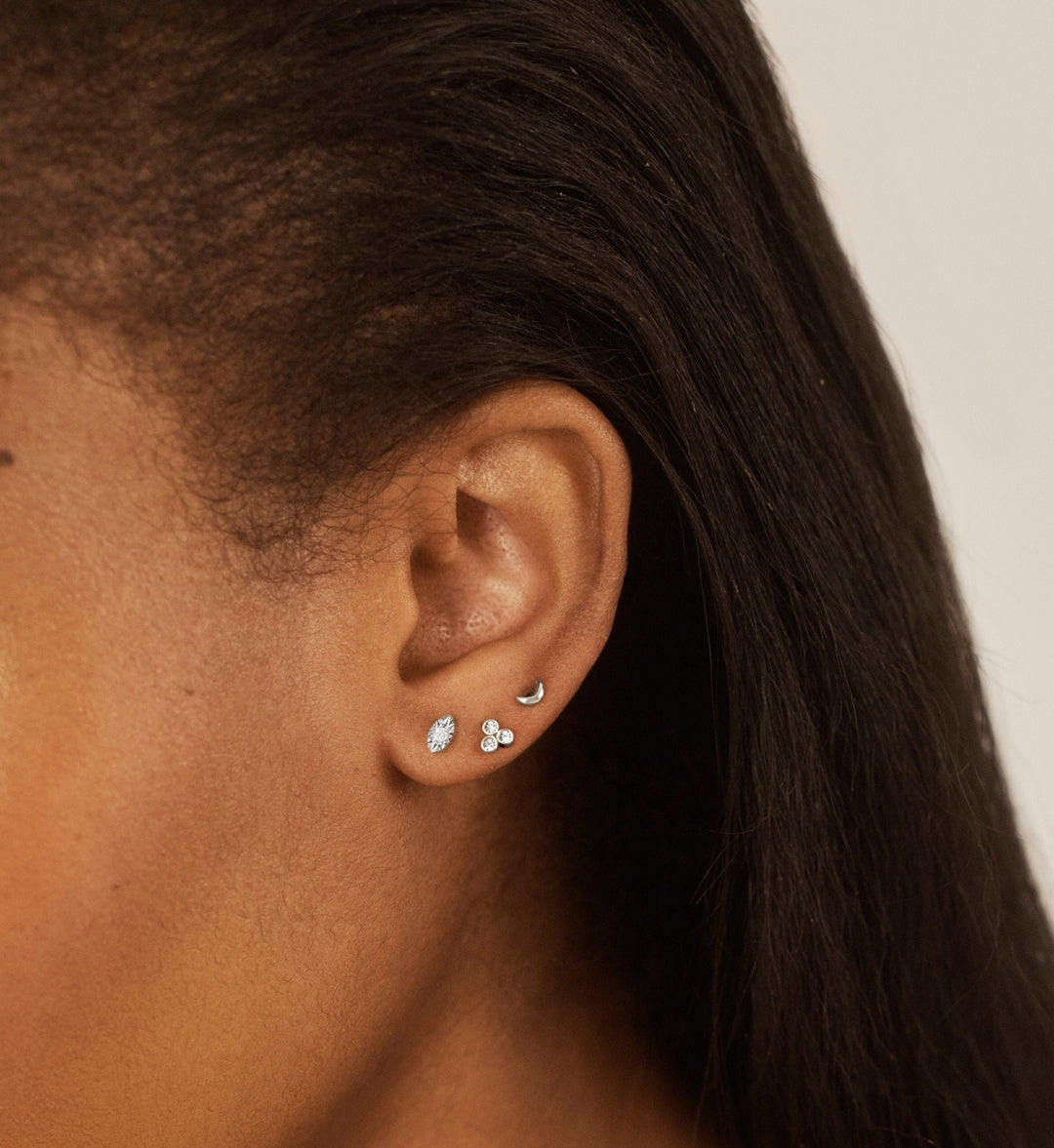 Crescent Moon Flat Back Piercing Stud