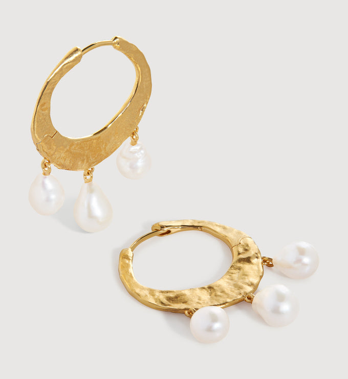 Capri Baroque Pearl Medium Hoop Earrings