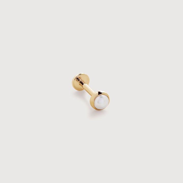 Button Pearl Flat Back Piercing Stud