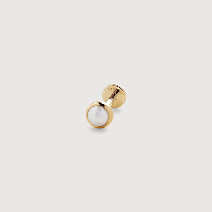 Button Pearl Flat Back Piercing Stud