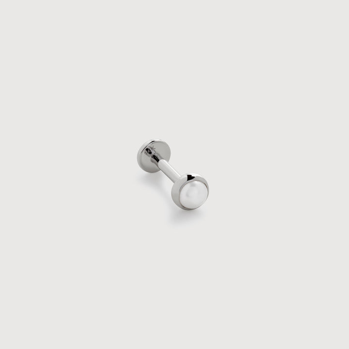 Button Pearl Flat Back Piercing Stud