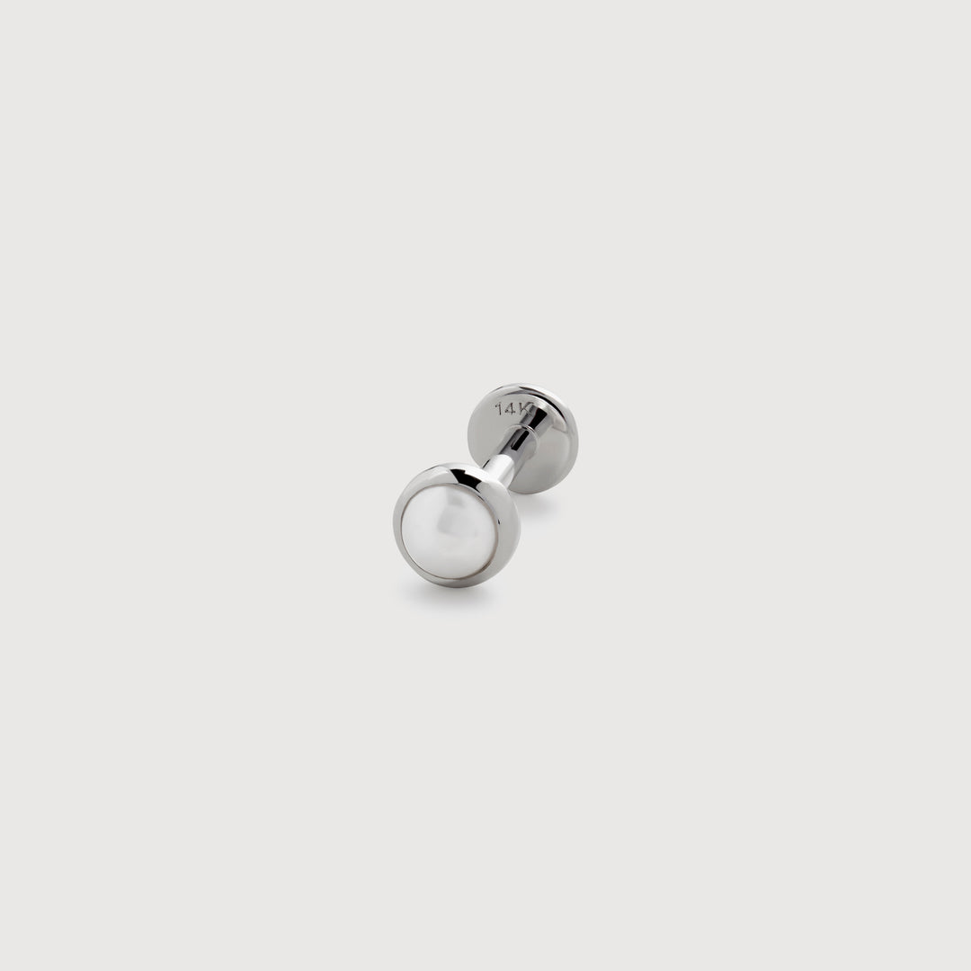 Button Pearl Flat Back Piercing Stud