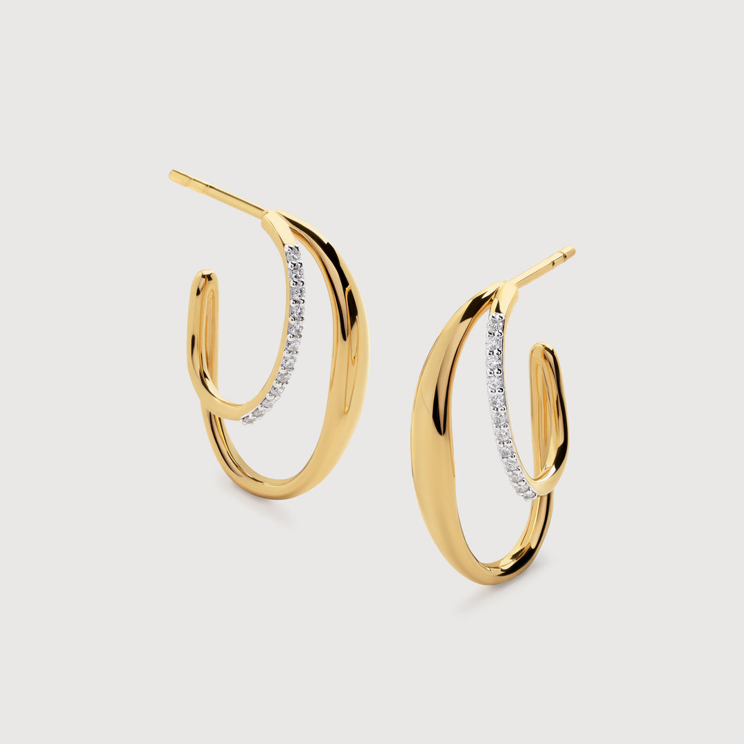 Nura Wrap Diamond Medium Hoop Earrings