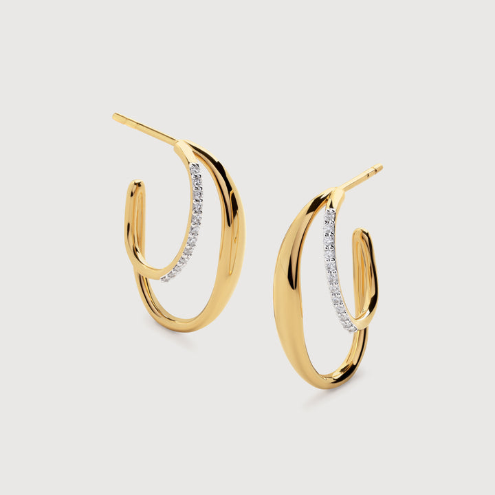 Nura Wrap Diamond Medium Hoop Earrings