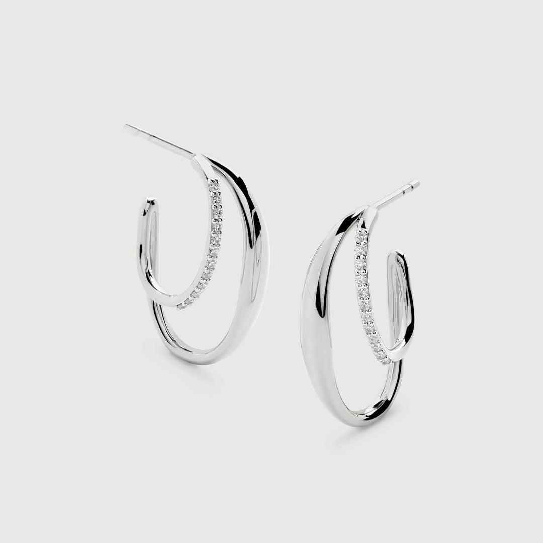 Nura Wrap Diamond Medium Hoop Earrings