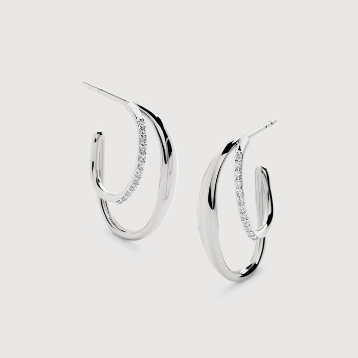 Nura Wrap Diamond Medium Hoop Earrings