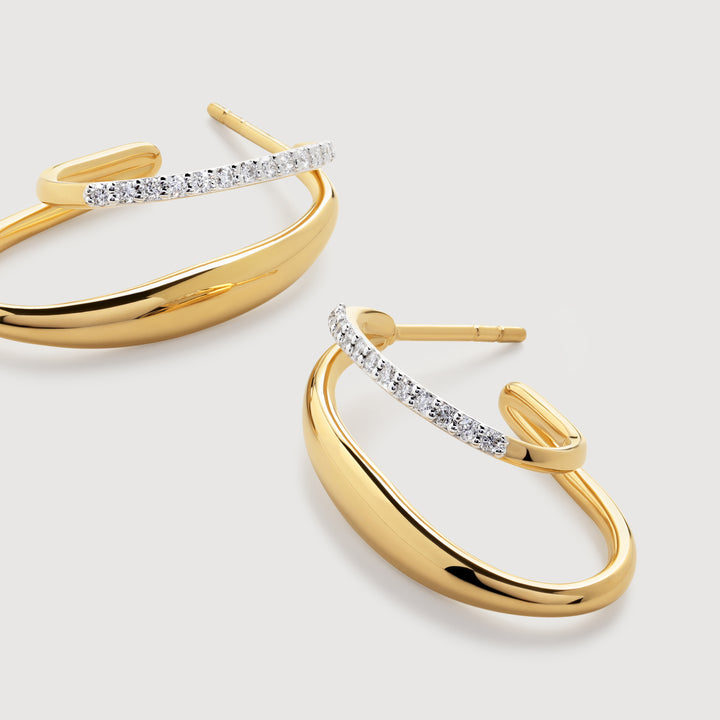 Nura Wrap Diamond Medium Hoop Earrings