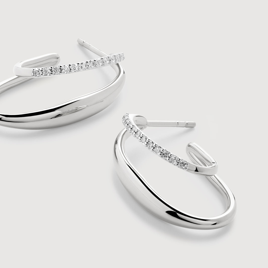 Nura Wrap Diamond Medium Hoop Earrings