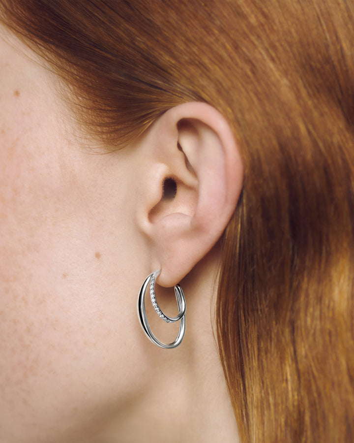 Nura Wrap Diamond Medium Hoop Earrings