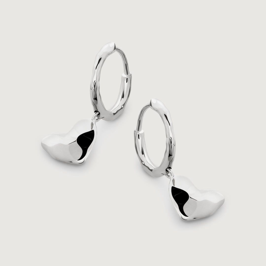 Heart Drop Huggie Earrings