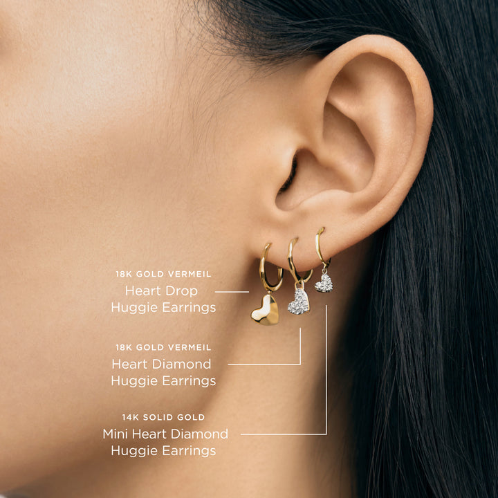 Heart Drop Huggie Earrings