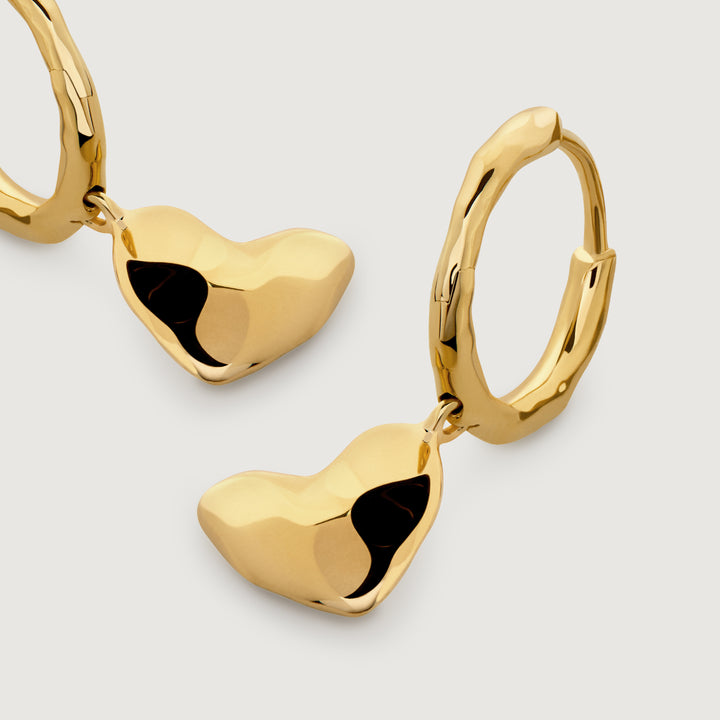Heart Drop Huggie Earrings