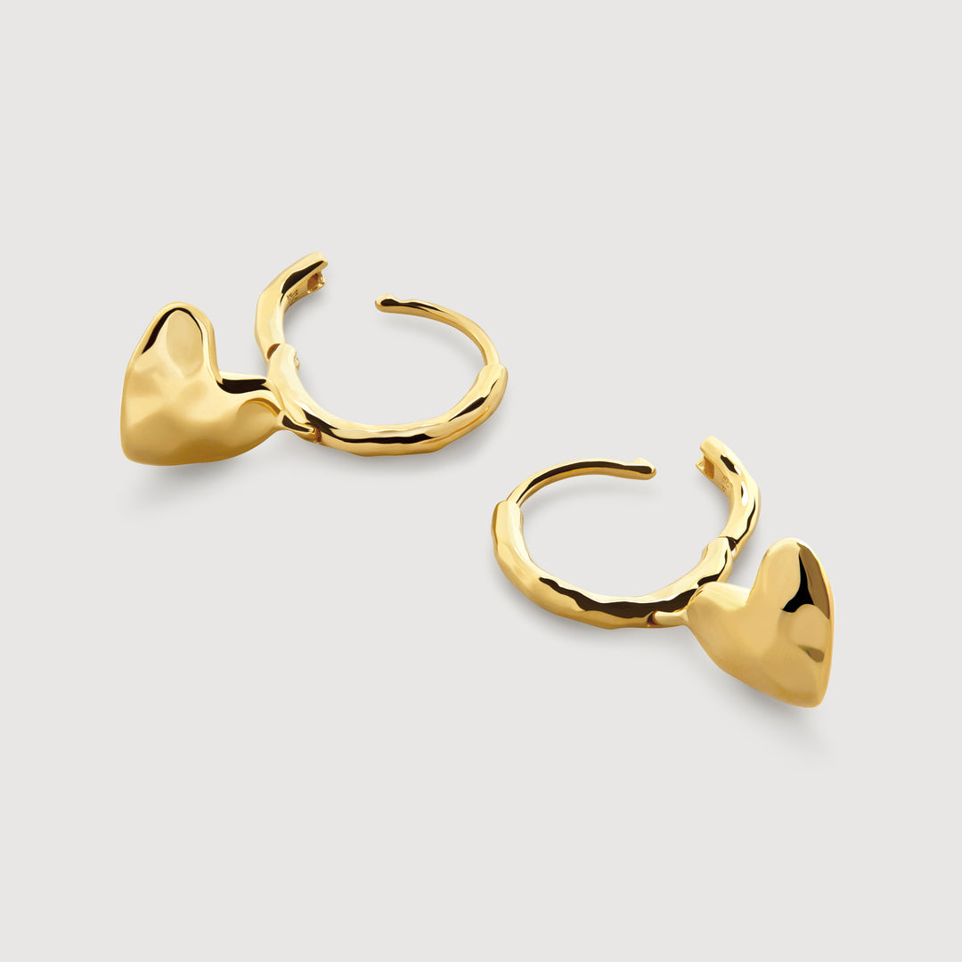Heart Drop Huggie Earrings