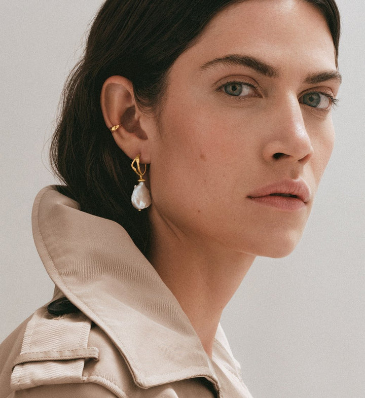 Amy Powney Keshi Pearl Large Hoop Earrings