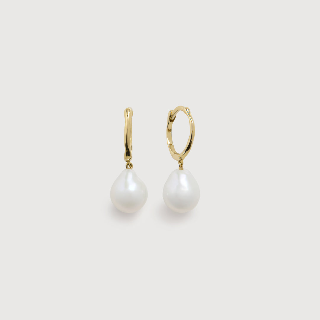 Small Baroque Pearl Huggie Earrings