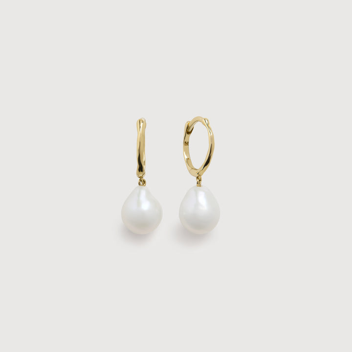 Small Baroque Pearl Huggie Earrings