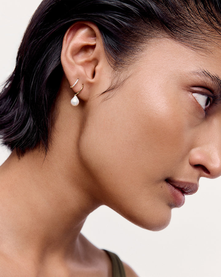 Small Baroque Pearl Huggie Earrings
