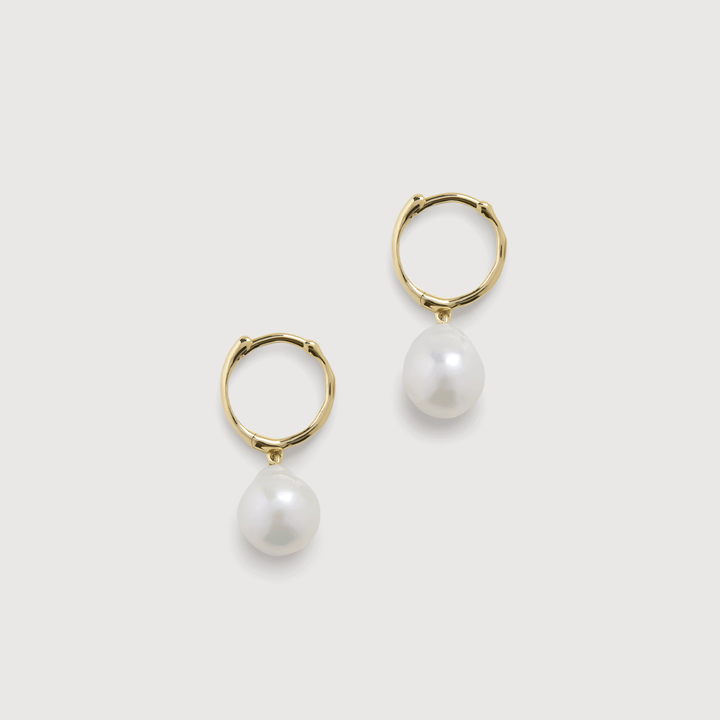 Small Baroque Pearl Huggie Earrings