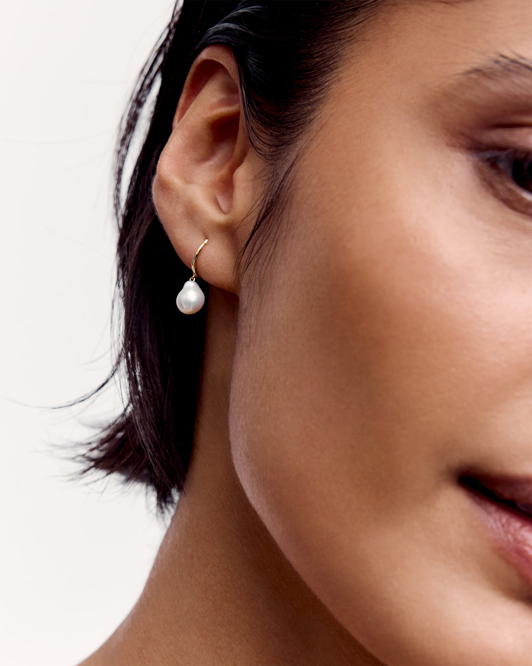 Small Baroque Pearl Huggie Earrings