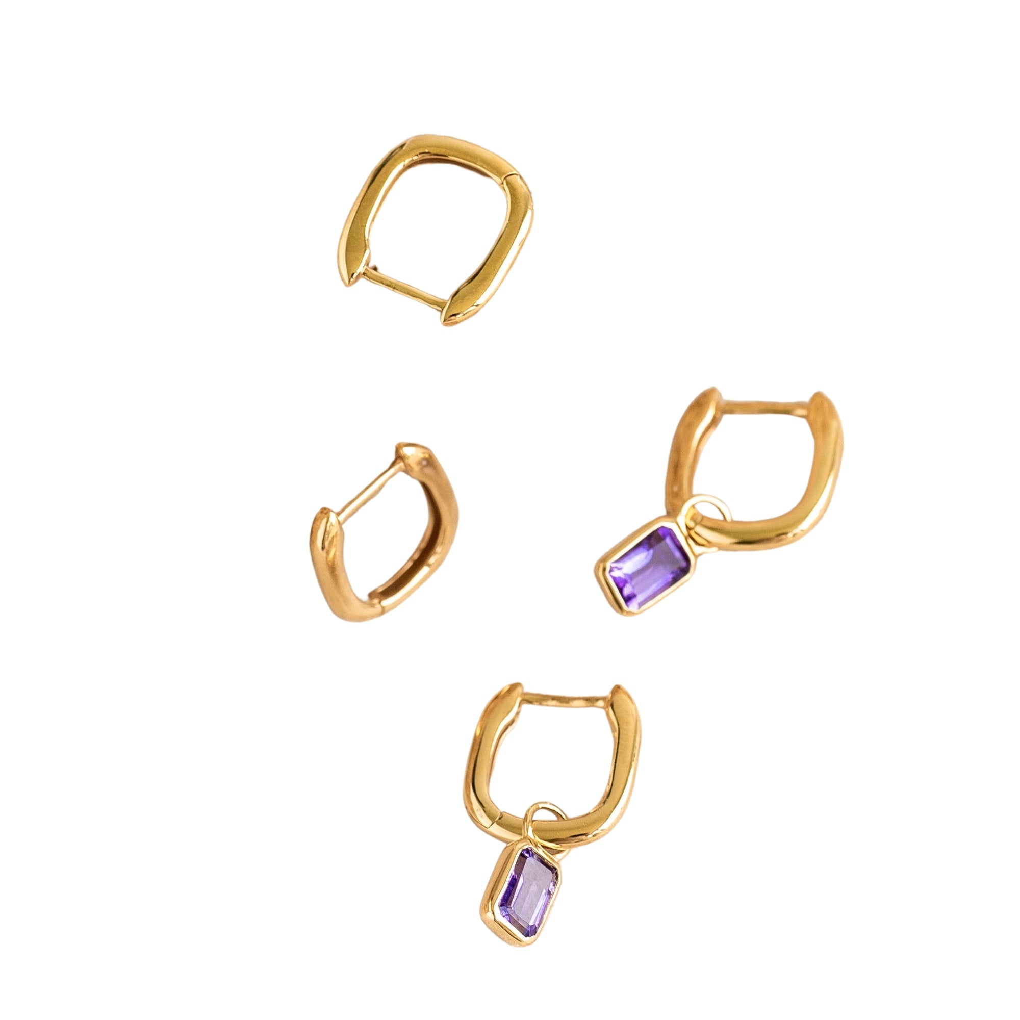 Square Huggie Earrings - Amelia