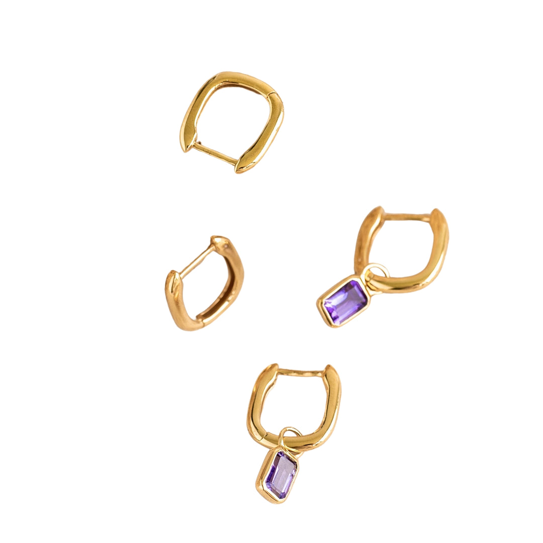 Square Huggie Earrings - Amelia
