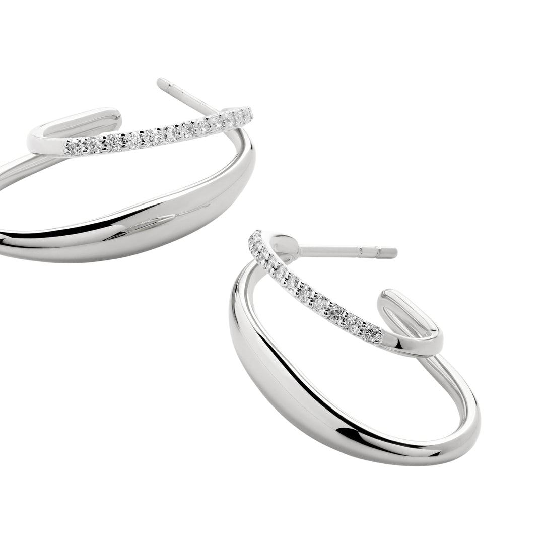 Nura Wrap Diamond Medium Hoop Earrings