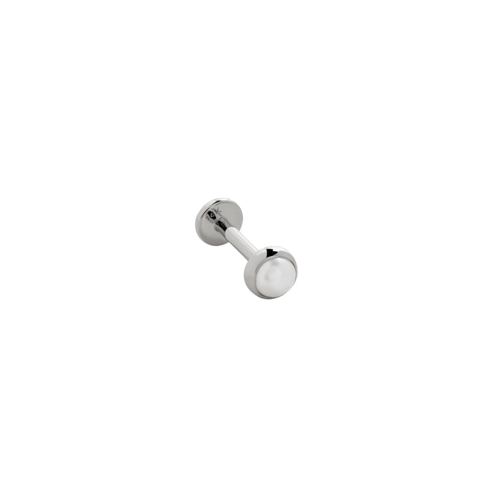 Button Pearl Flat Back Piercing Stud