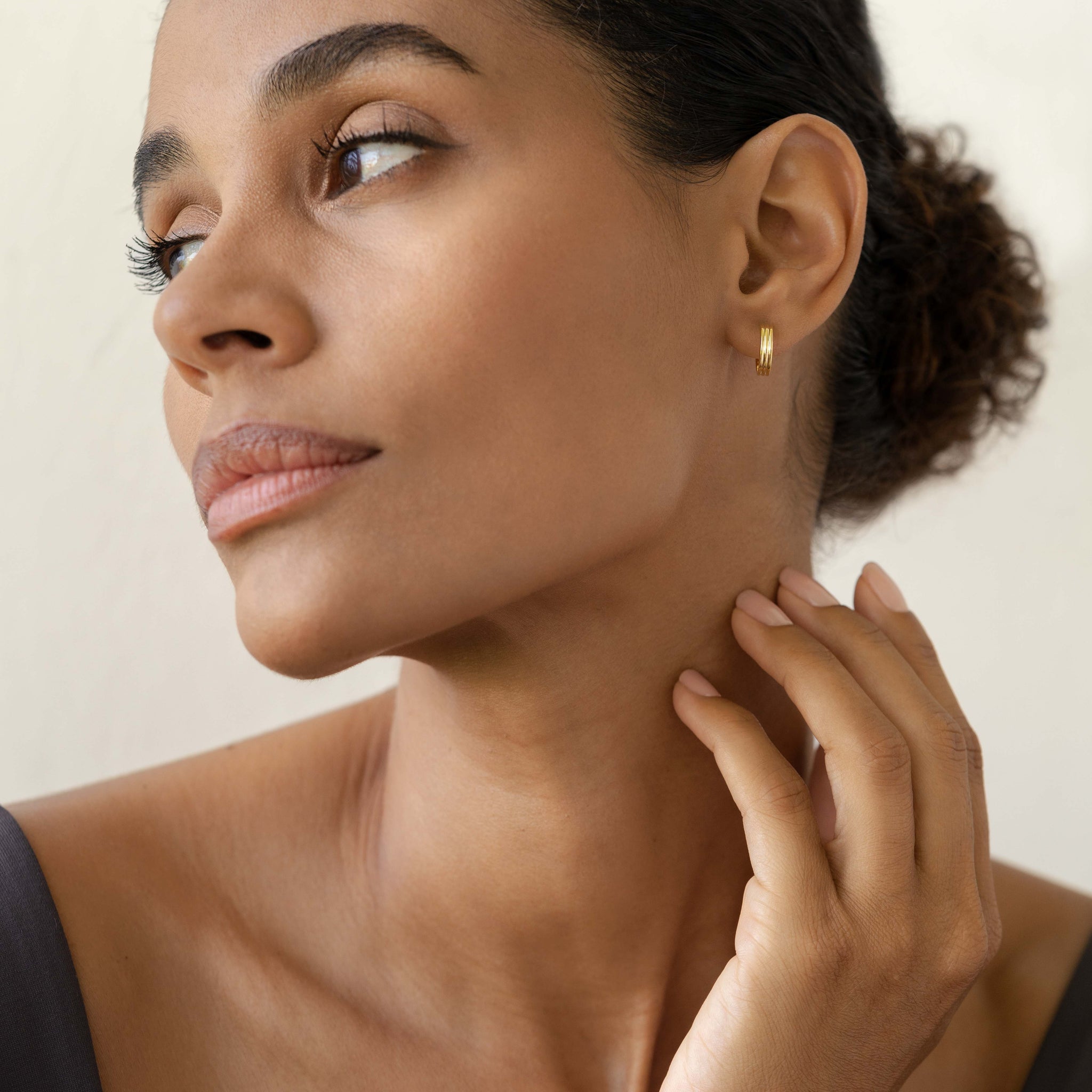 Triple Gold Hoop Earrings - Olina