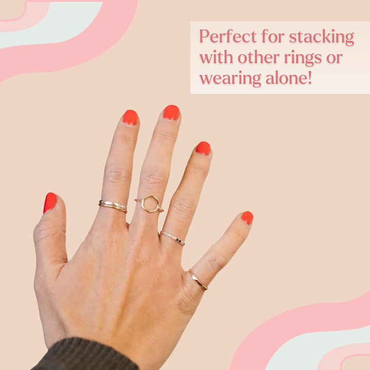 Dainty14k Gold Filled Rings For Women & Girls Thin Stacking Ring | Non-Tarnish Simple & Minimalist Gold Ring | Gold Band | Trendy Gifts for Mom, Sister, Friend (7)