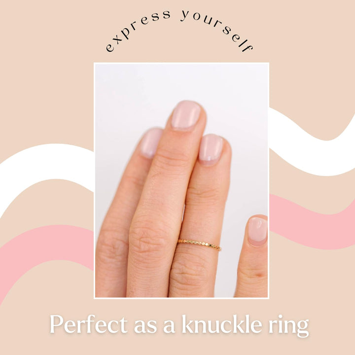 Dainty14k Gold Filled Rings For Women & Girls Thin Stacking Ring | Non-Tarnish Simple & Minimalist Gold Ring | Gold Band | Trendy Gifts for Mom, Sister, Friend (7)
