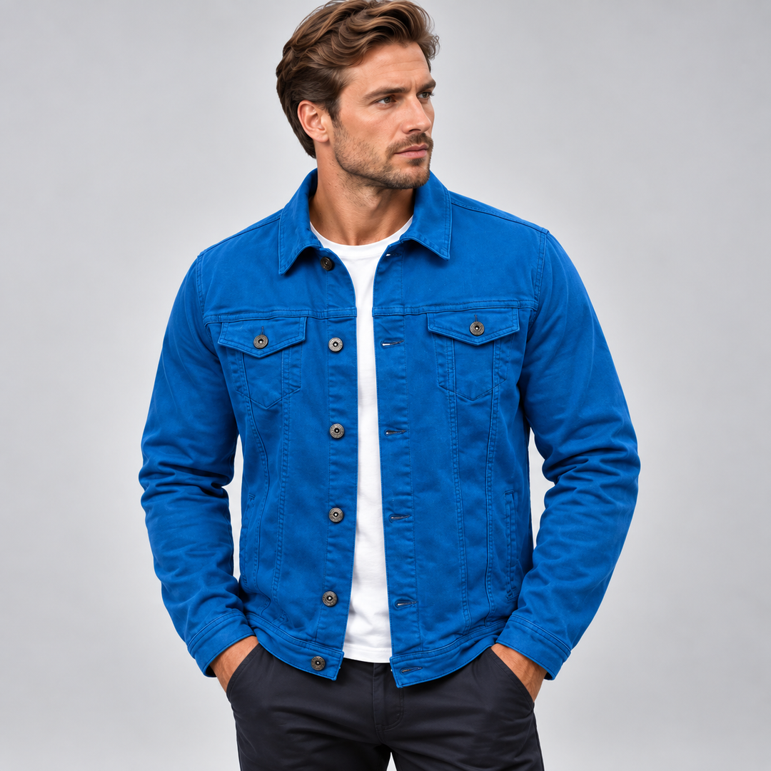 Denimjakke herre med brystlommer