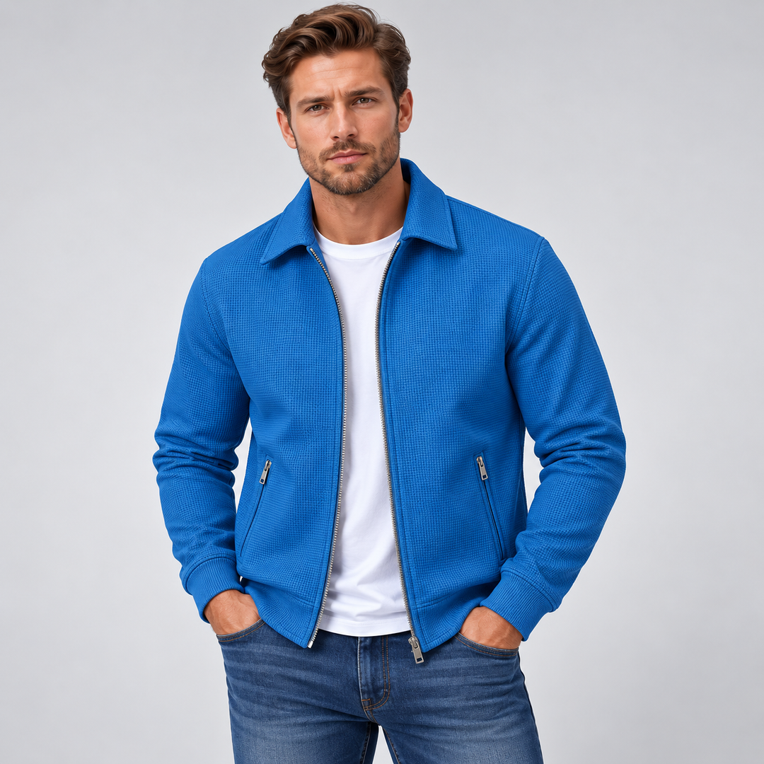 Herre overshirt med tekstureret struktur og lynlåslukning