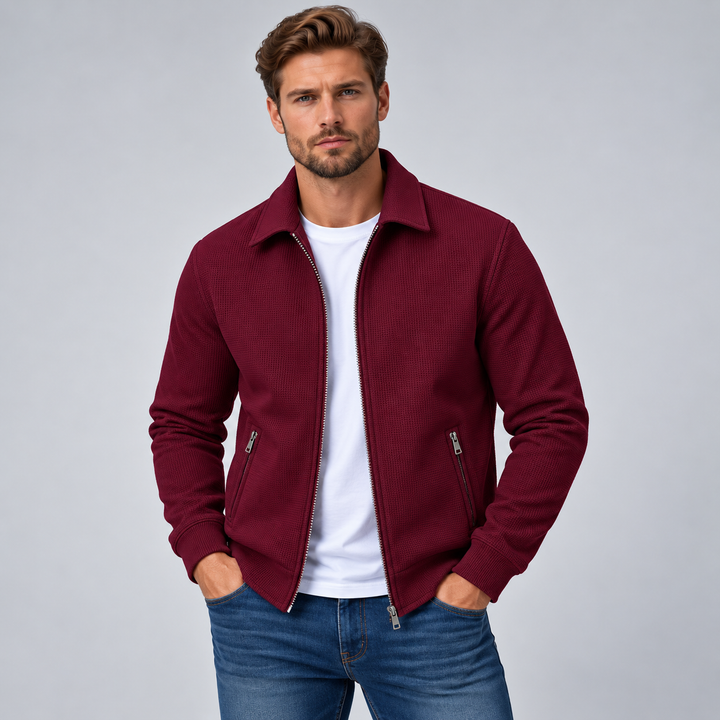 Herre overshirt med tekstureret struktur og lynlåslukning