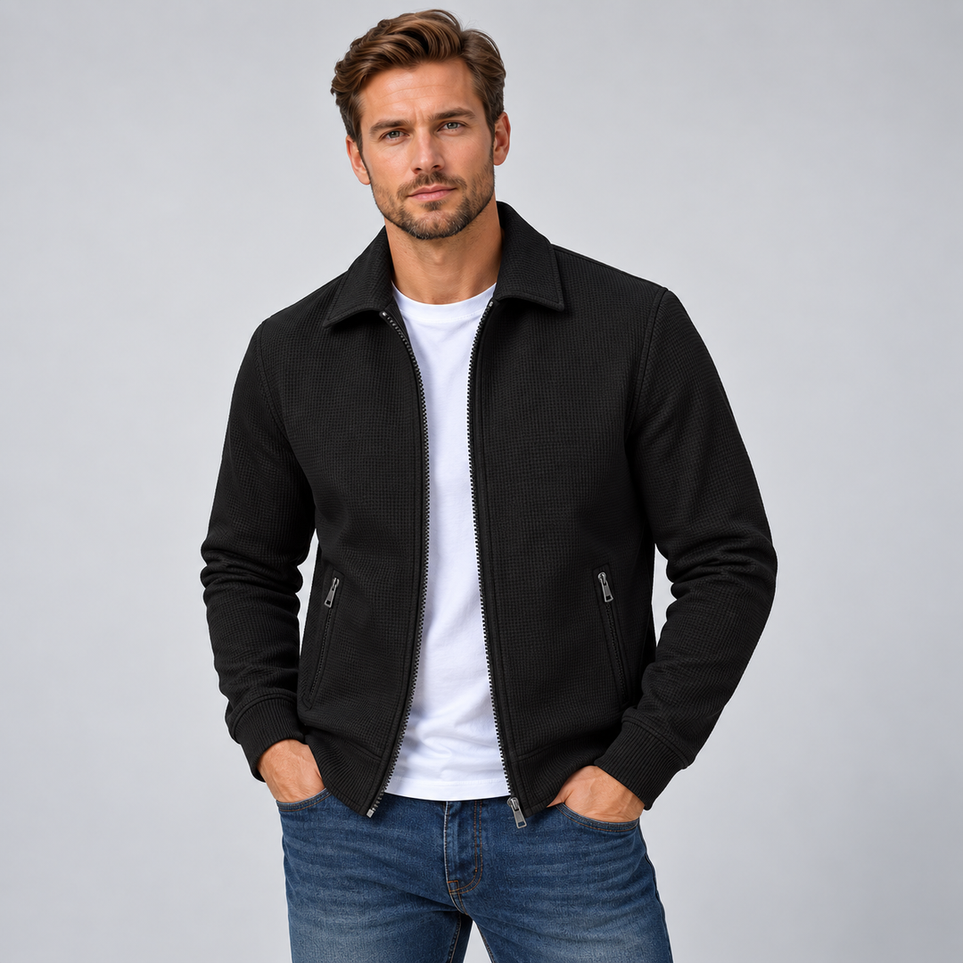 Herre overshirt med tekstureret struktur og lynlåslukning