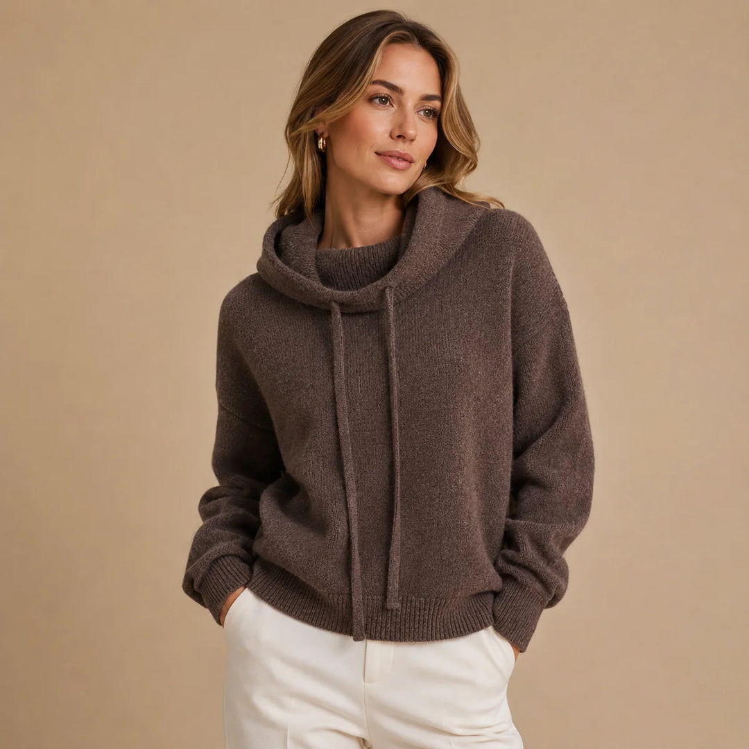 Dame oversize sweater med høj krave og lange ærmer
