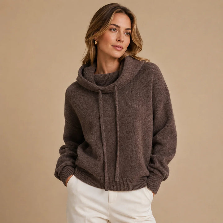 Dame oversize sweater med høj krave og lange ærmer