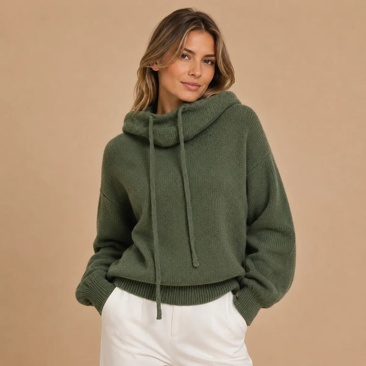 Dame oversize sweater med høj krave og lange ærmer