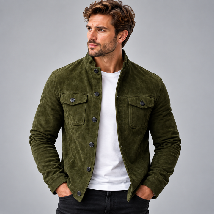 Herre Jakke med Ståkrave Knaplukning og Brystlommer