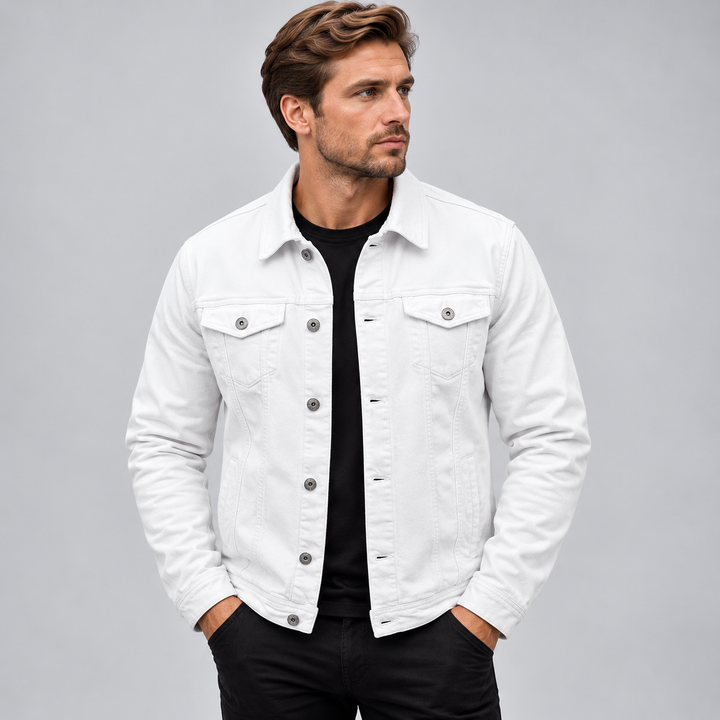 Denimjakke herre med brystlommer
