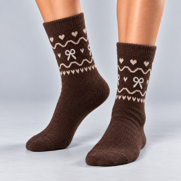 Varme sokker dame med fair isle mønster