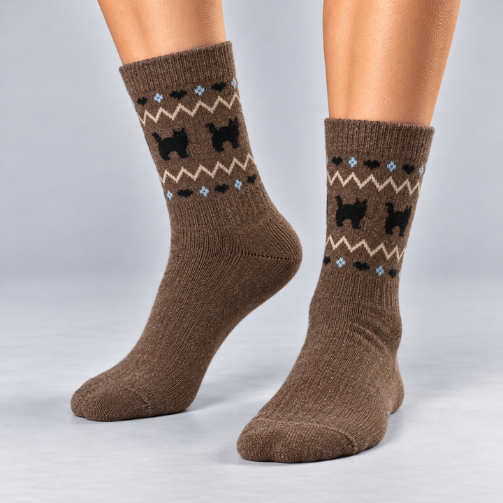 Varme sokker dame med fair isle mønster