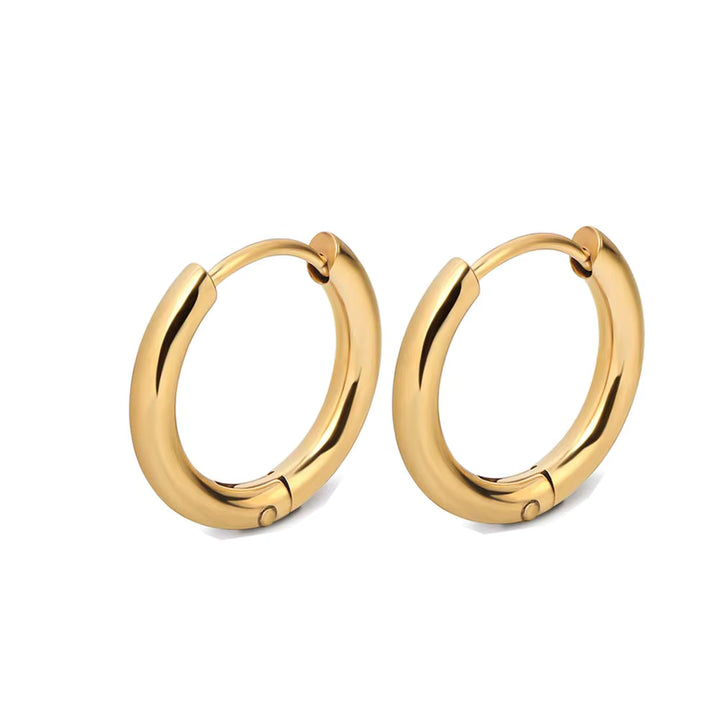 Gold-Plated Round Hoop Earrings (Set of 3 Pairs) - 8mm, 10mm, and 12mm